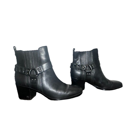Sam Edelman Dalma Black Leather Studded Harness Chelsea Ankle Boots Women 8 - Picture 4 of 13